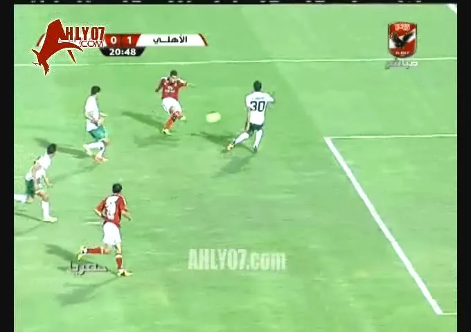 هدف الاهلي الاول في الدفاع الحسني المغربي والفوز