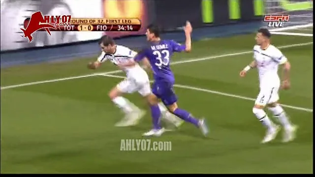 ملخص لمسات محمد صلاح مع فيورنتينا امام توتنهام في الدوري الأوروبي 19 فبراير 2015