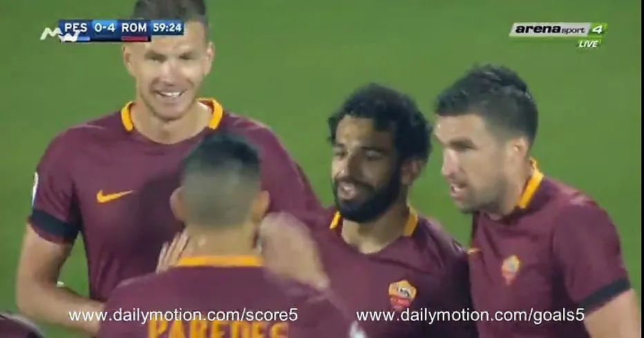 شاهد الهدف الثاني لمحمد صلاح والرابع لروما في بيسكارا في الدوري الايطالي 24 ابريل 2017