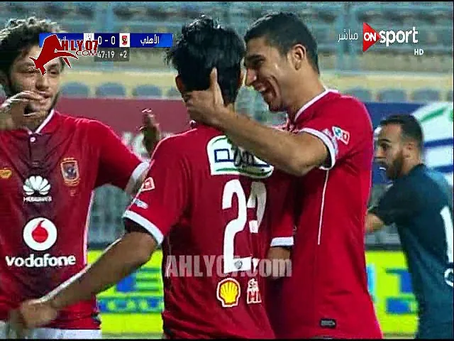 شاهد هدف عالمي للأهلي بصناعة هدف عالمية لصالح جمعة والتقدم 1-0 ضد انبي في الدوري 24 يونيو 2017