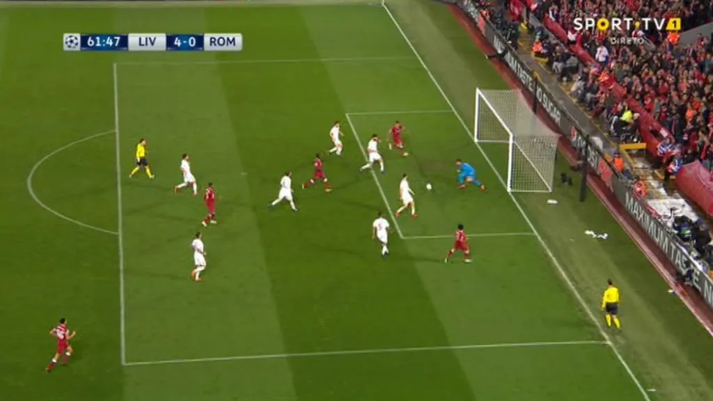 شاهد محمد صلاح يصنع الهدف الرابع لليفربول في روما مقابل 0 في ذهاب قبل نهائي دوري ابطال اوروبا 24 ابريل 2018