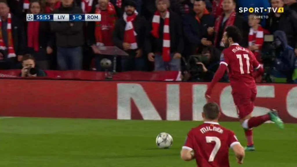 شاهد محمد صلاح يصنع الهدف الثالث لليفربول في شباك روما مقابل 0  في ذهاب قبل نهائي دوري ابطال اوروبا 24 ابريل 2018