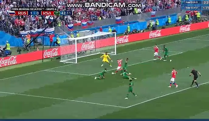شاهد الهدف الثاني لمنتخب روسيا في السعودية في افتتاح كأس العالم 2018 مقابل 0
